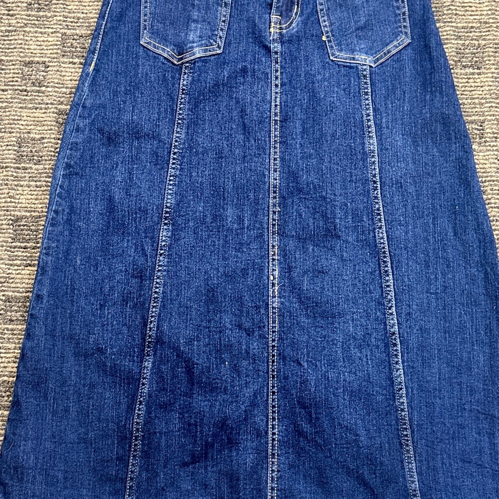 Y2k blue denim A-line midi skirt sz 5